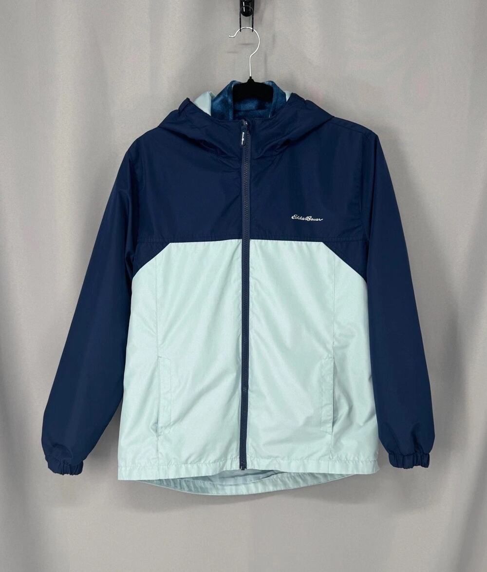 Eddie Bauer Jacket Kids XL 16 Blue Hooded Fleece Lined Ripstop Outdoor Winter